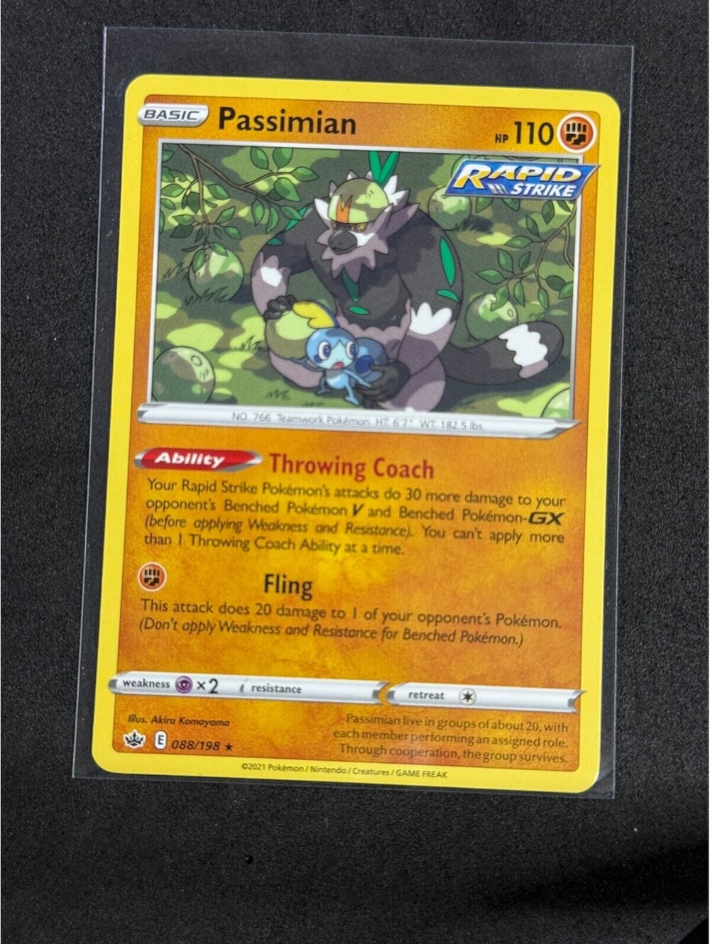 Pokemon TCG Passimian 088/198 Rapid Strike Basic Fighting HP
